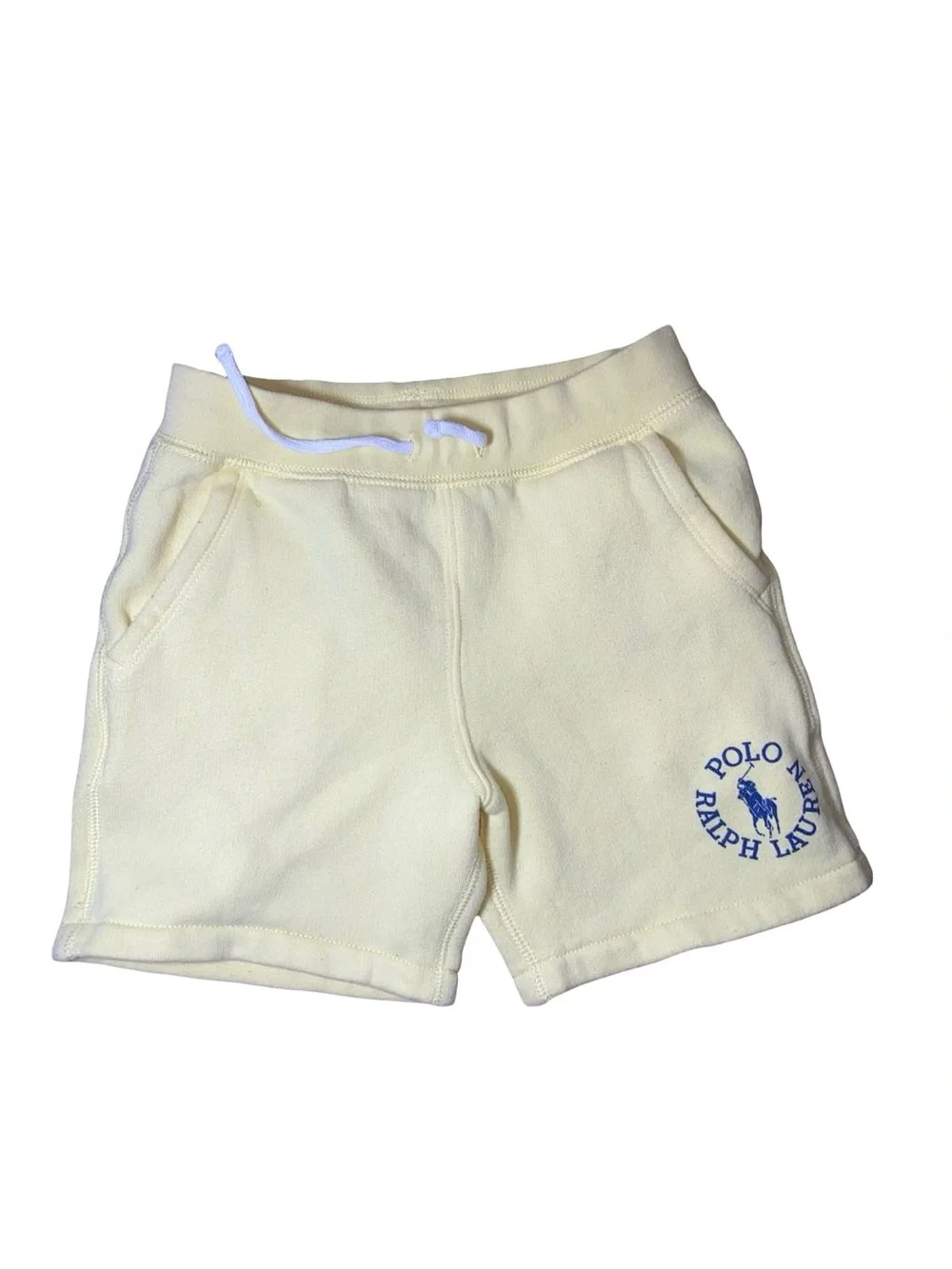 Polo Ralph Lauren Boys Yellow Fleece Shorts Logo Sweatshorts Drawstring Size 5